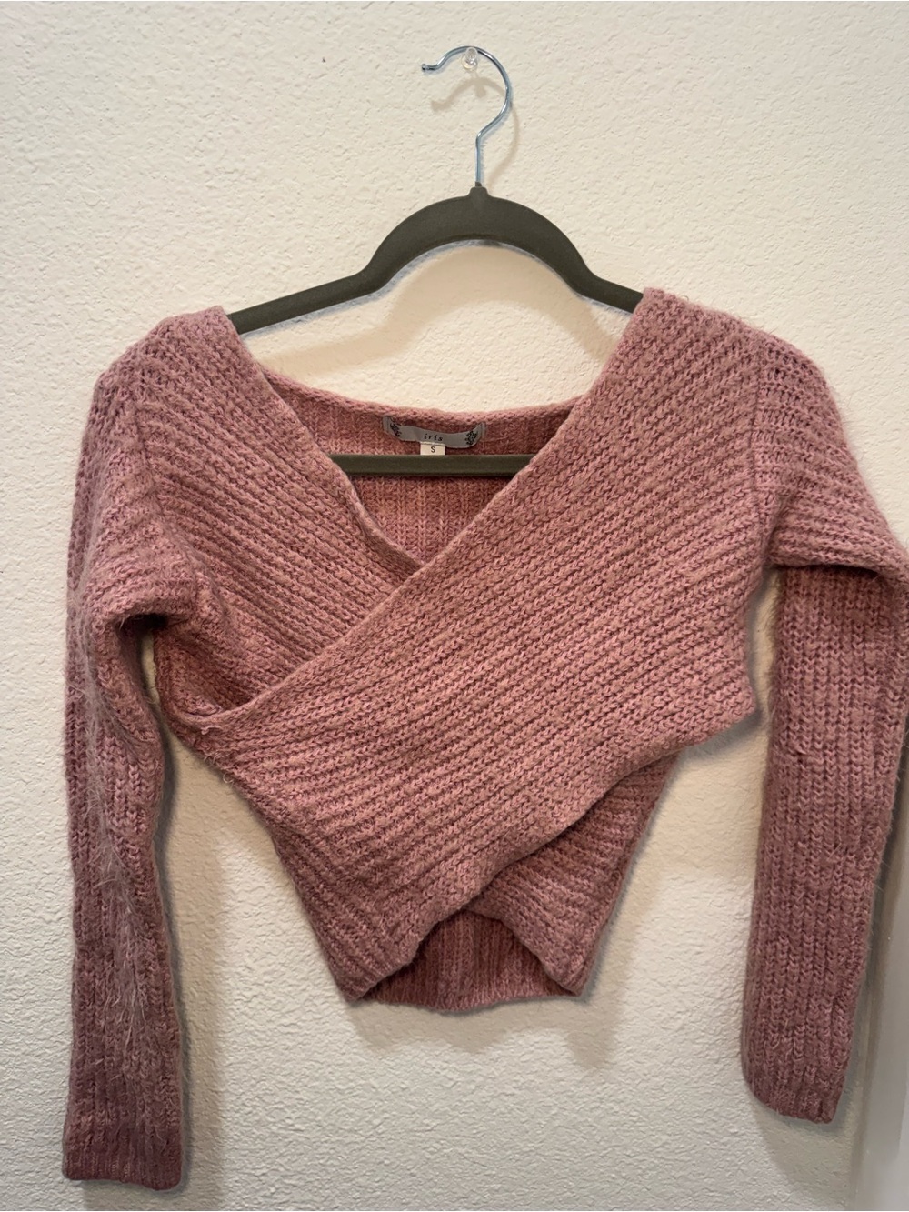 iris Dusty Rose Wrap V-Neck Sweater